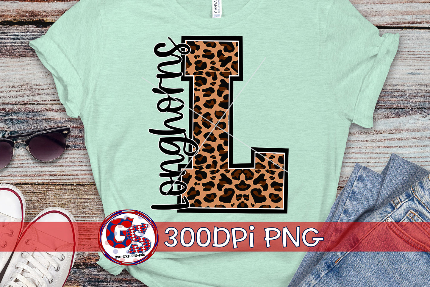 Leopard Print Longhorns L PNG for Sublimation