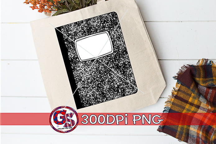 Black Composition Notebook PNG for Sublimation