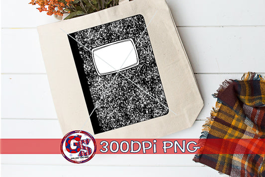 Black Composition Notebook PNG for Sublimation
