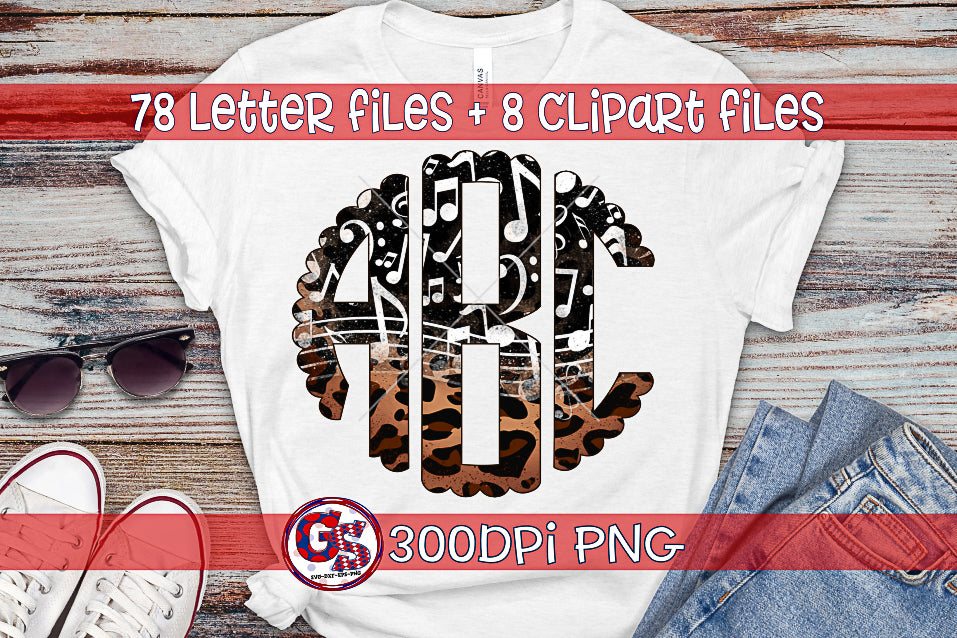 Band Monogram Font Set PNG for Sublimation