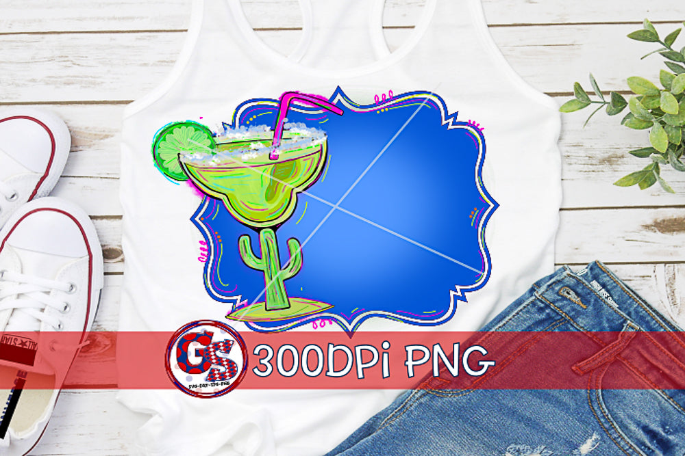 Margarita Frame Royal Blue PNG for Sublimation