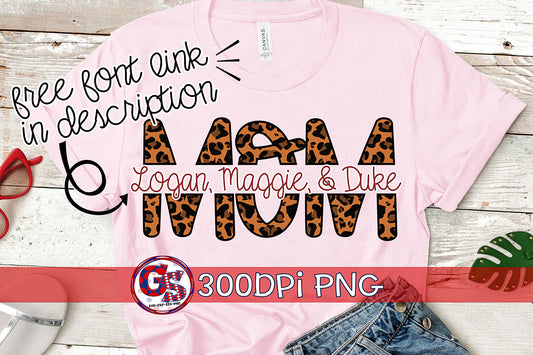 Leopard Print Split Mom PNG For Sublimation