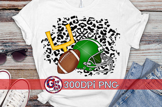 Football Helmet Leopard Green PNG for Sublimation