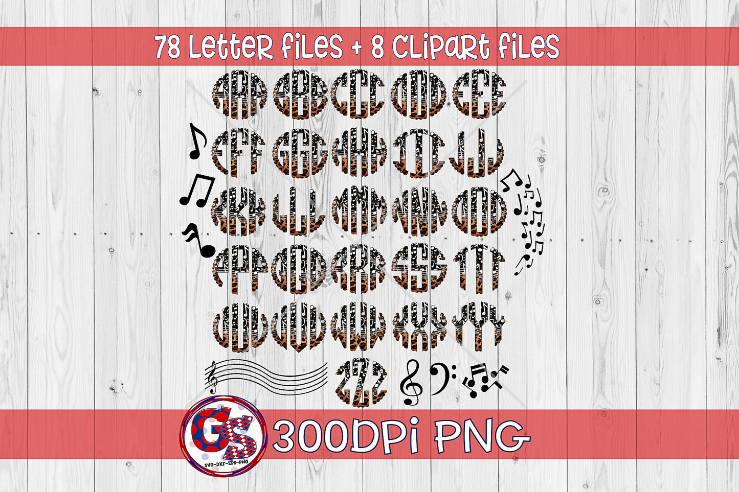 Band Monogram Font Set PNG for Sublimation