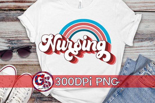 Retro Nursing Rainbow PNG for Sublimation