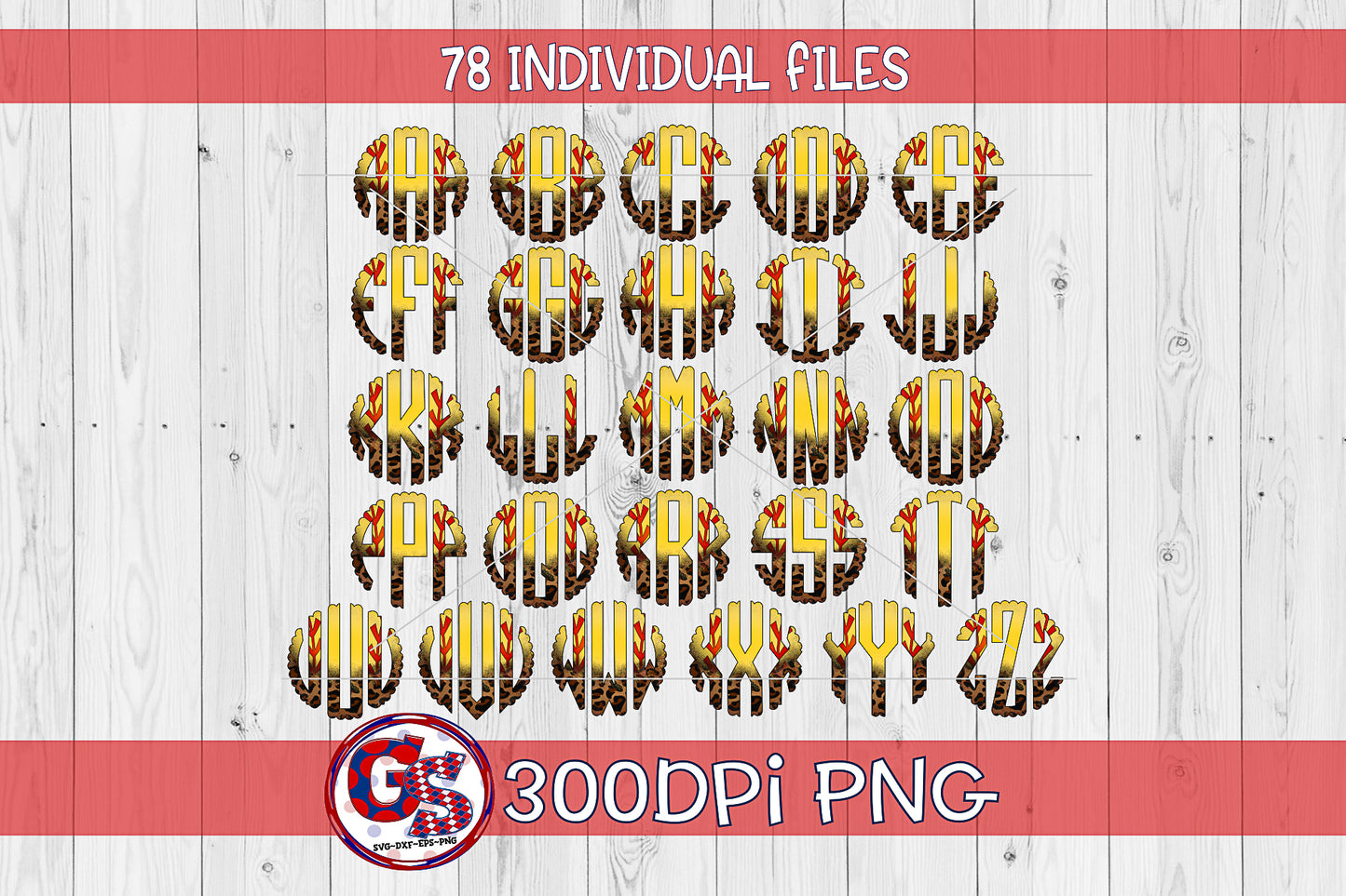 Softball Scalloped Monogram Font Set PNG for Sublimation
