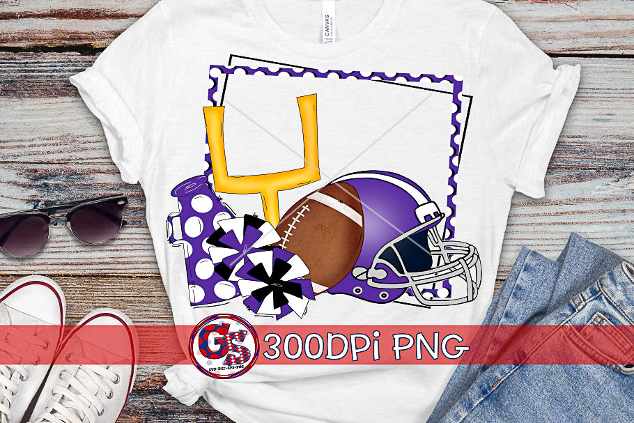 Football Frame Purple PNG for Sublimation