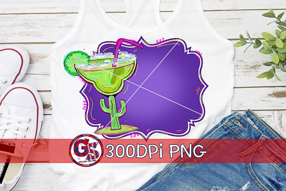 Margarita Frame Purple PNG for Sublimation