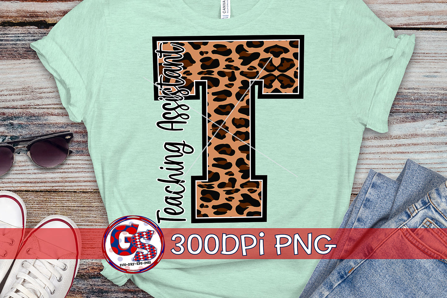 Leopard Print Teaching Assistant T PNG for Sublimation