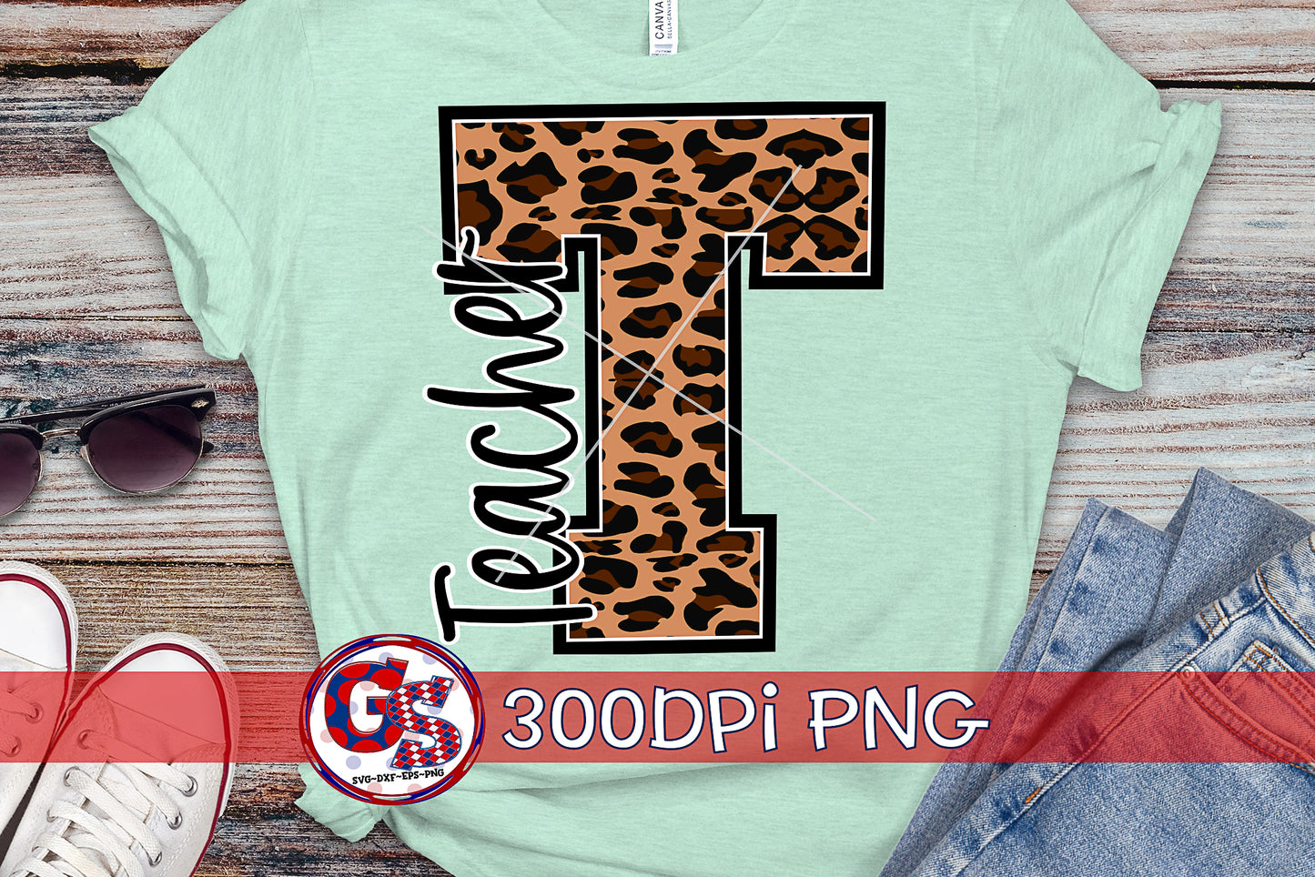 Leopard Print Teacher T PNG Sublimation
