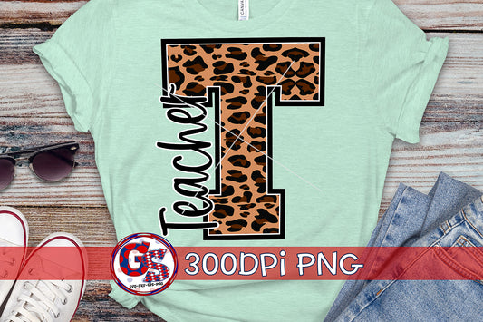 Leopard Print Teacher T PNG Sublimation