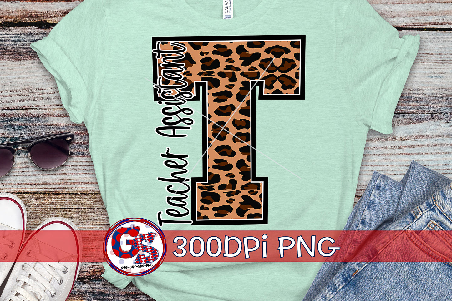 Leopard Print Teacher Assistant T PNG for Sublimation