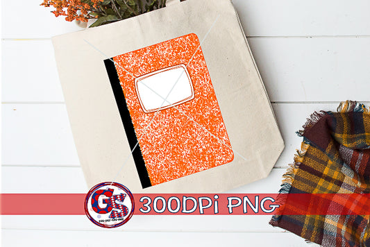 Orange Composition Notebook PNG for Sublimation