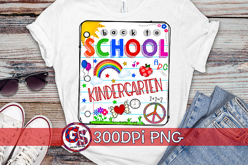 Back To School Notebook Kindergarten PNG for Sublimation