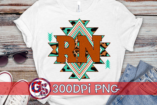 Aztec RN Nurse Leopard Print PNG for Sublimation