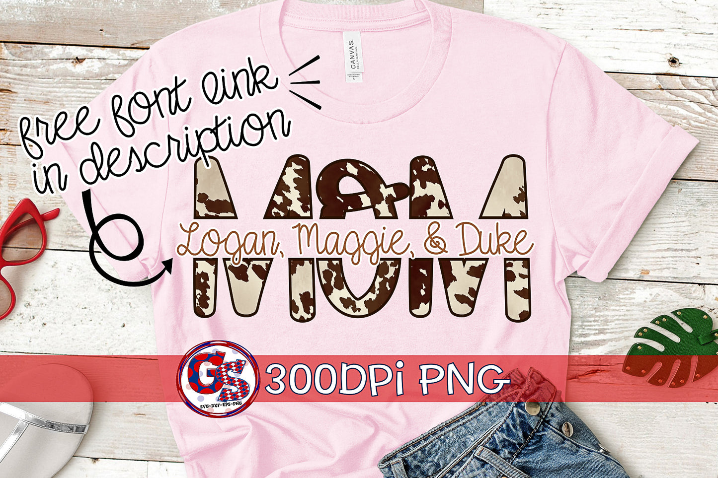 Western Cow Print Split Mom PNG For Sublimation