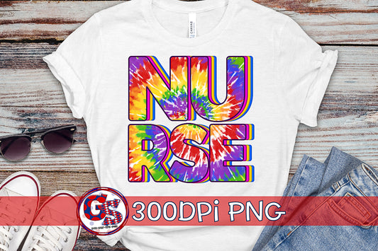 Nurse Tie Dye PNG for Sublimation