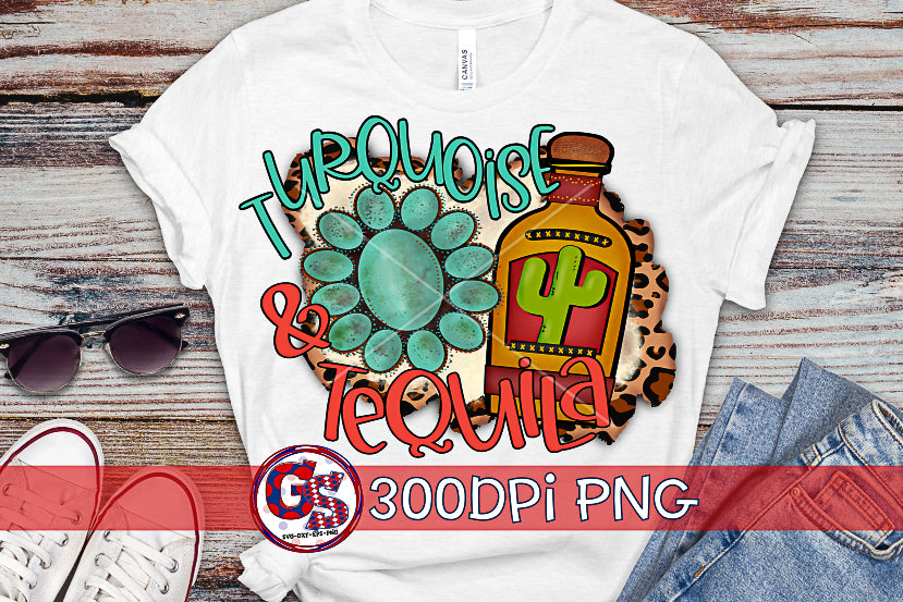 Turquoise & Tequila PNG For Sublimation