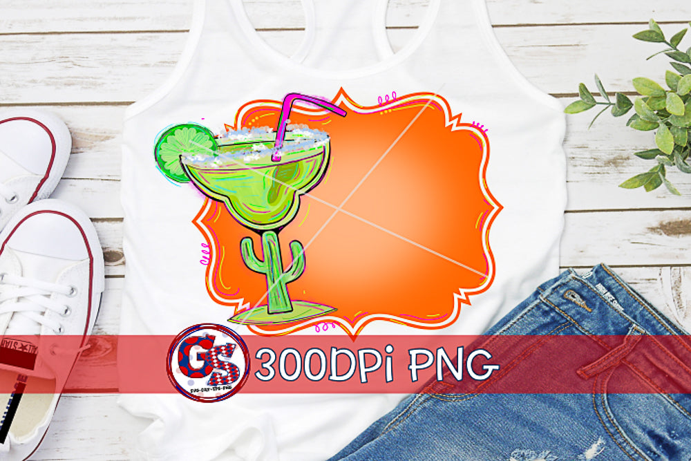Margarita Frame Orange PNG for Sublimation