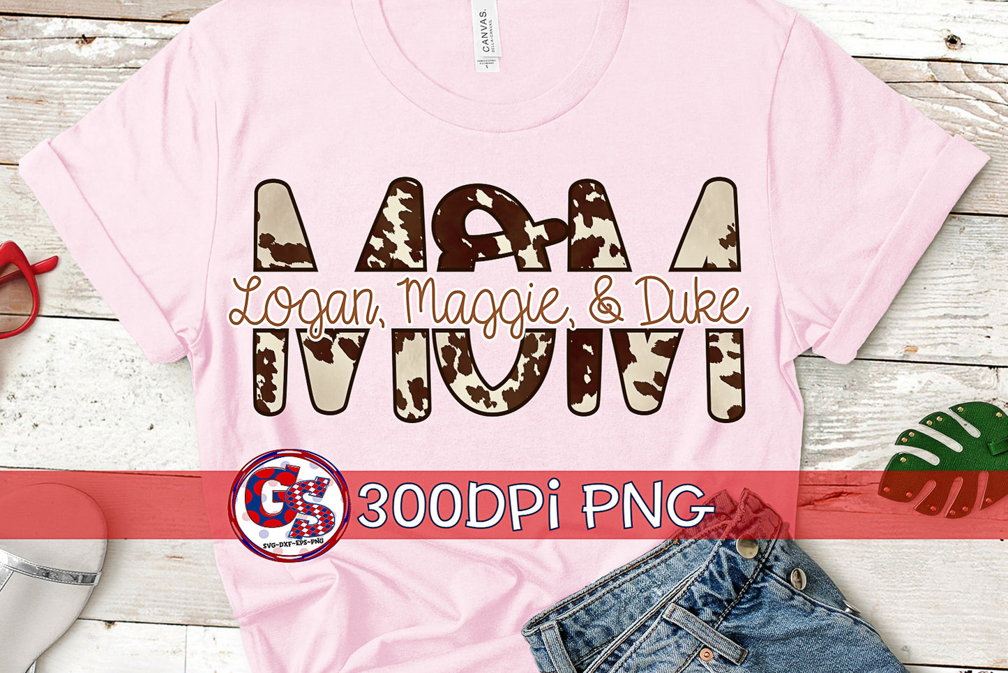 Western Cow Print Split Mom PNG For Sublimation