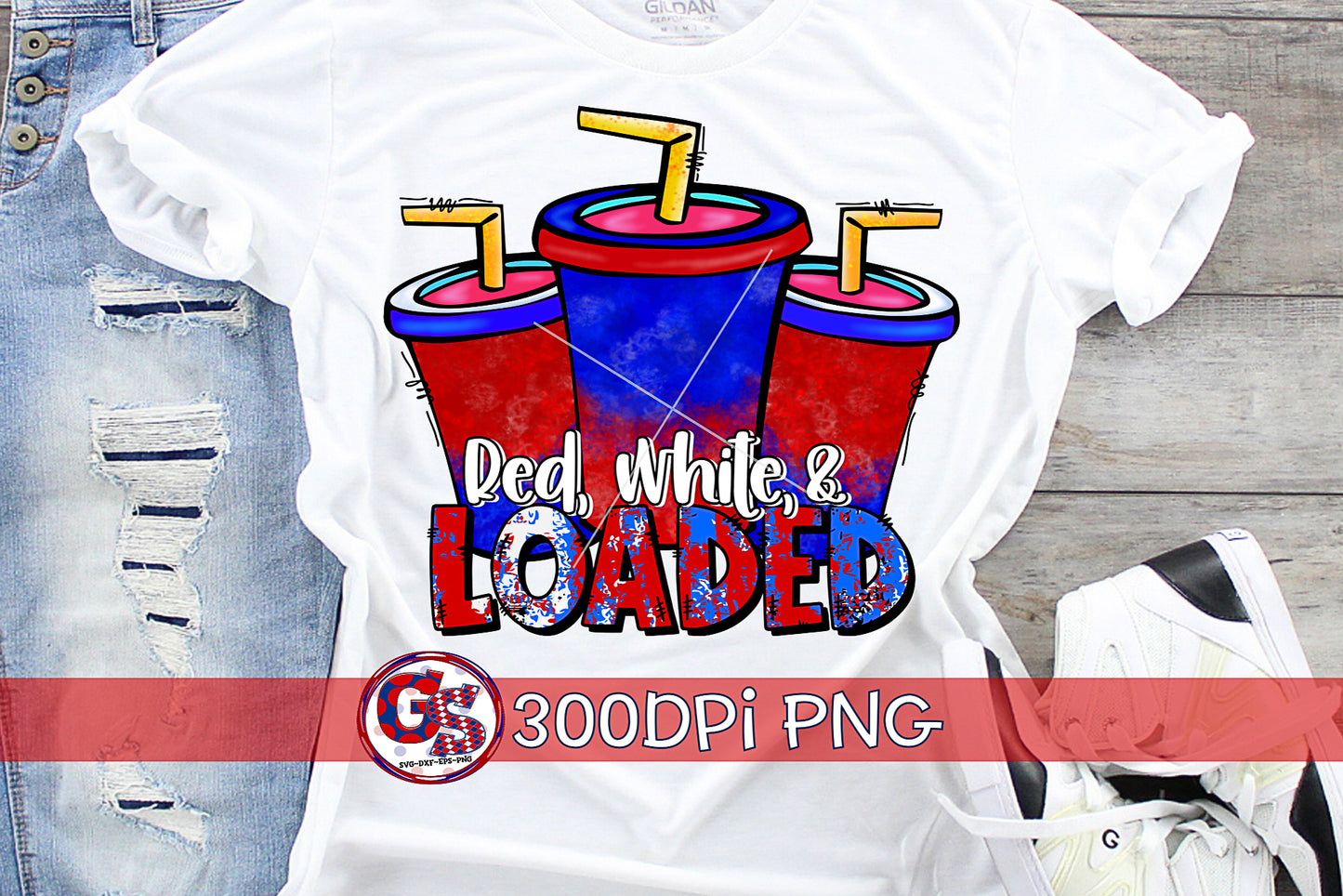 Red White & Loaded Tea PNG for Sublimation-July 4th PNG