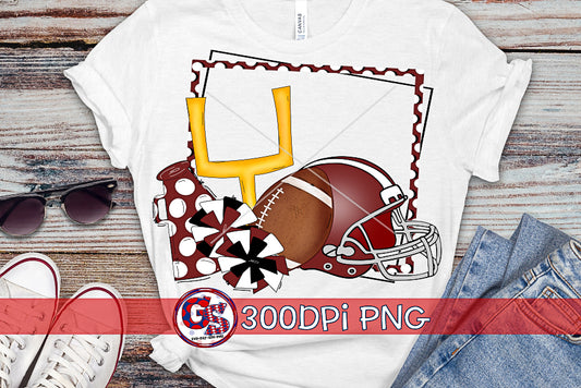 Football Frame Maroon PNG for Sublimation