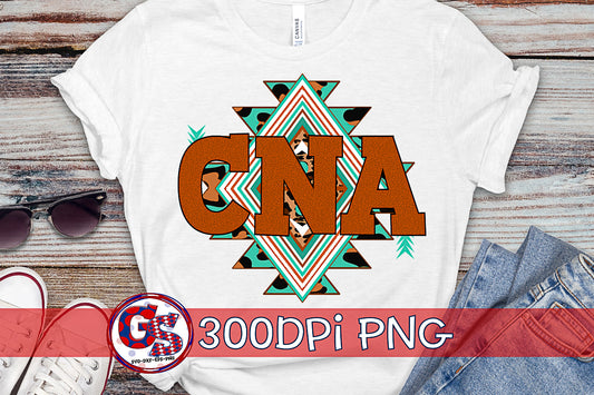 Aztec Turquoise CNA Leopard Print PNG for Sublimation