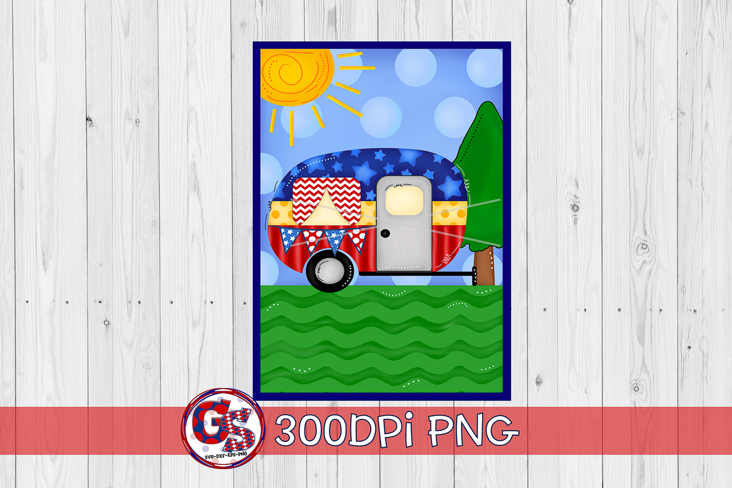 Camper Travel Trailer Garden Flag PNG for Sublimation
