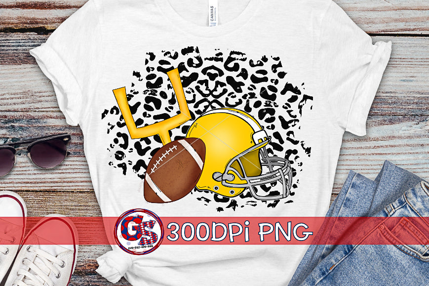 Football Helmet Leopard Yellow PNG for Sublimation