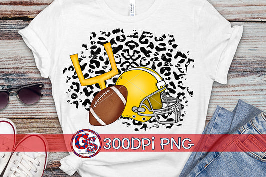 Football Helmet Leopard Yellow PNG for Sublimation