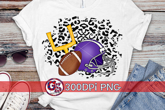 Football Helmet Leopard Purple PNG for Sublimation