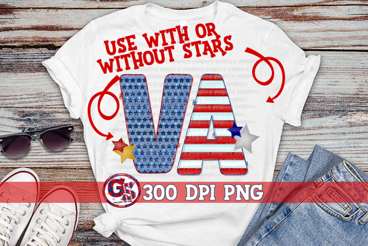 Patriotic Virginia VA PNG for Sublimation