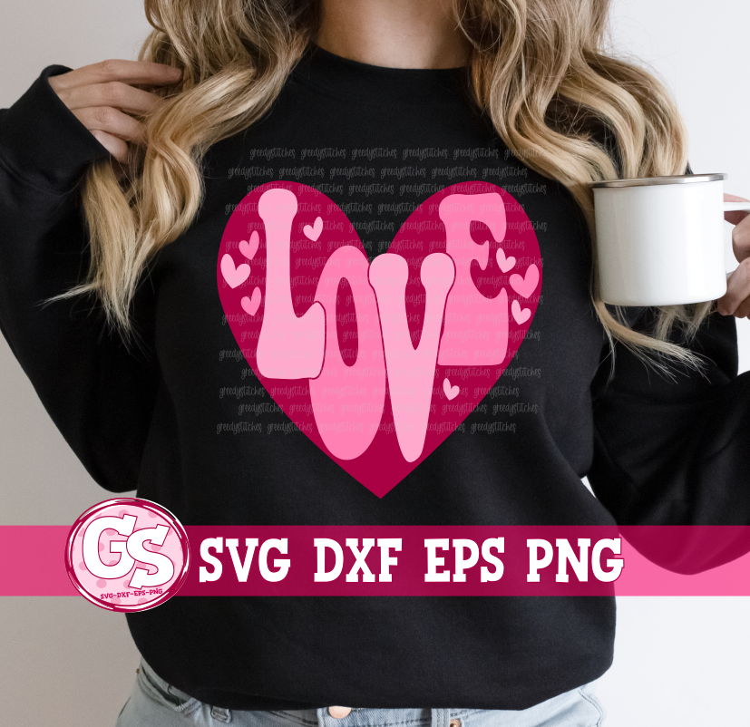Groovy Retro Valentine's Day Bundle SVG DXF EPS PNG