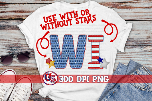 Patriotic Wisconsin WI PNG for Sublimation
