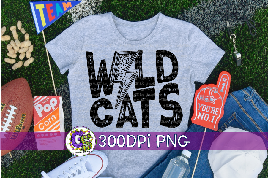 Wildcats Grunge Lightning Bolt PNG for Sublimation