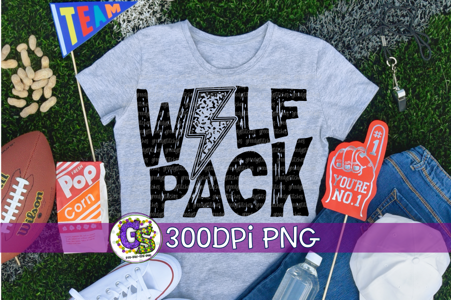 Wolfpack Grunge Lightning Bolt PNG for Sublimation
