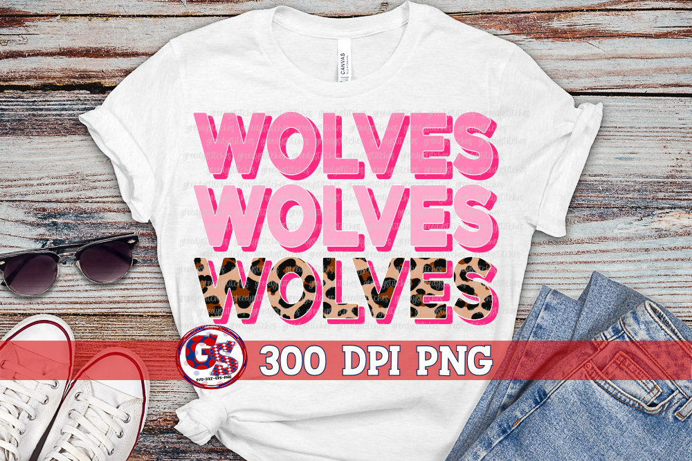 Wolves Pink Leopard Breast Cancer PNG for Sublimation
