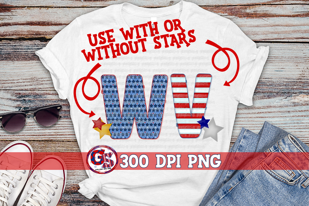 Patriotic West Virginia WV PNG for Sublimation