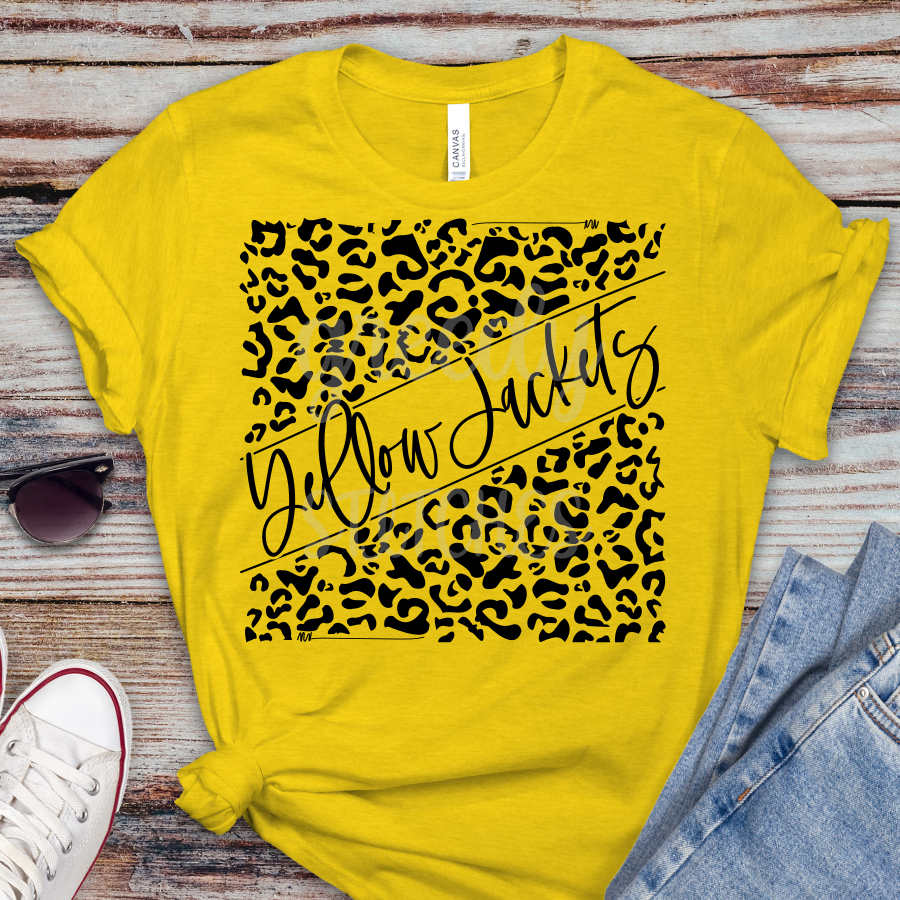 Yellow Jackets Leopard ADULT Screen Print Transfer