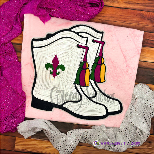 Sequin Marching Boots Patch ----Mardi Gras Patch
