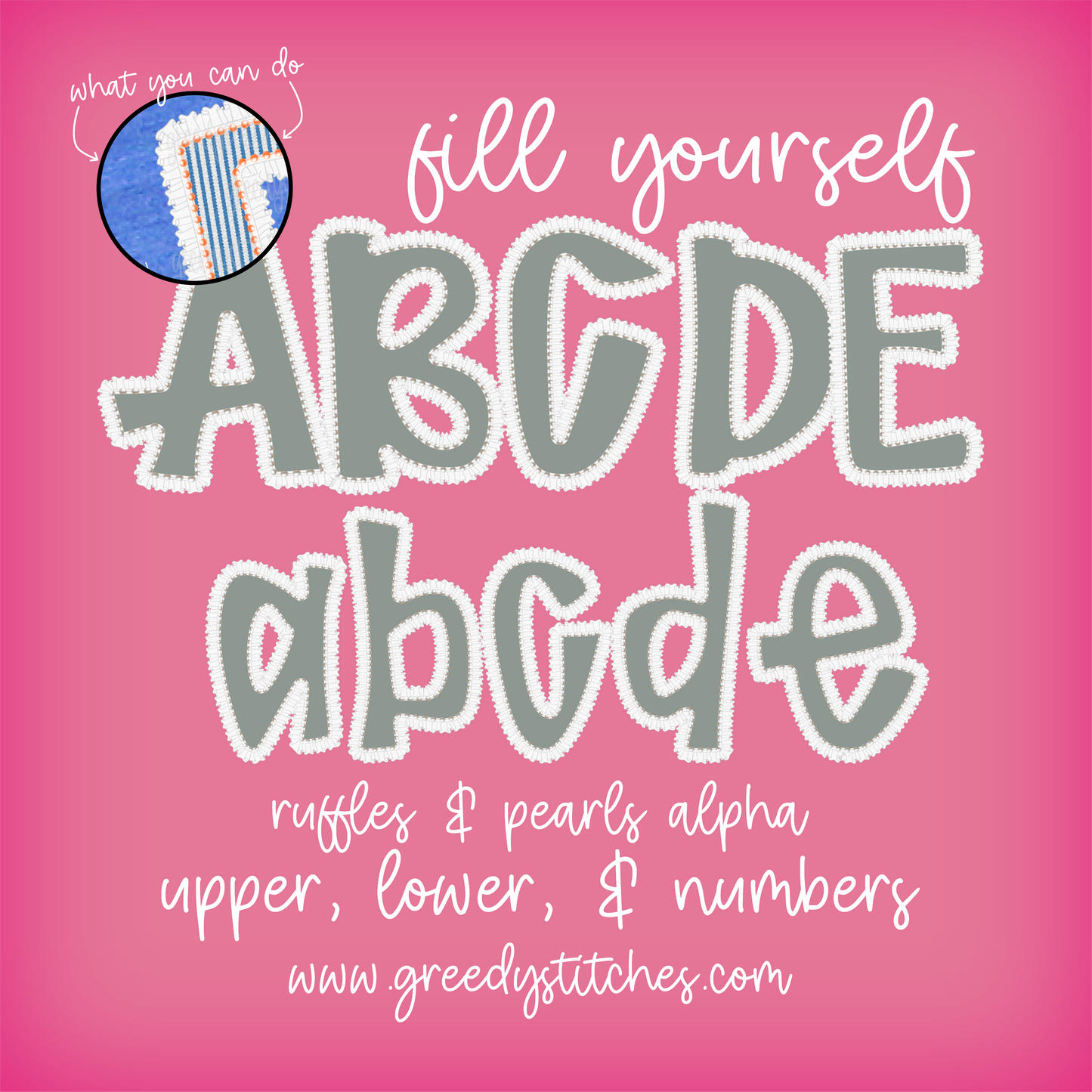 DIY Ruffles & Pearls Alpha & Number Pack PNG