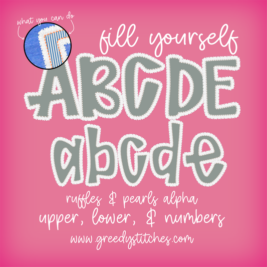 DIY Ruffles & Pearls Alpha & Number Pack PNG