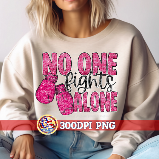 No One Fights Alone Breast Cancer Faux Sequins PNG
