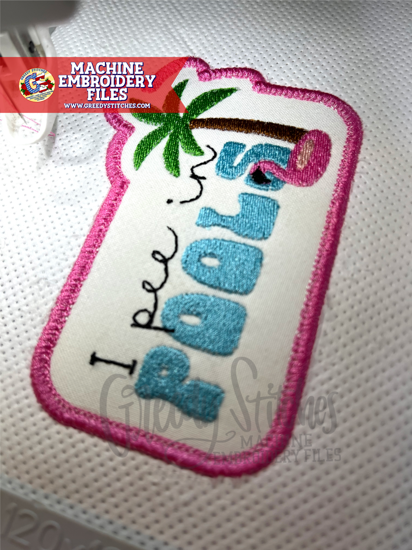 I Pee in Pools Patch - Machine Embroidery Design