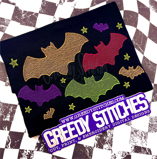 Bats Sketch Machine Embroidery Design