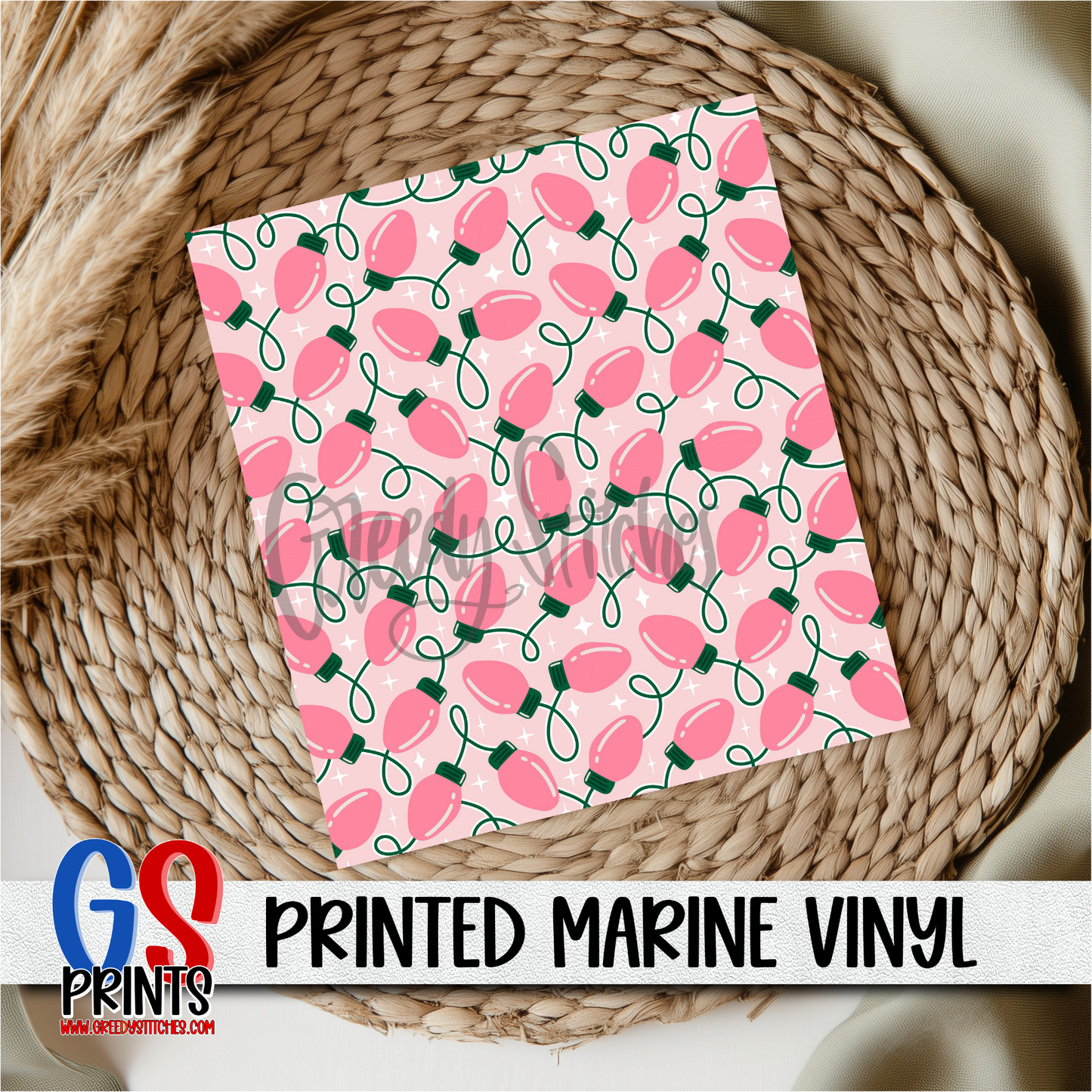 Pink Christmas Lights Marine Vinyl