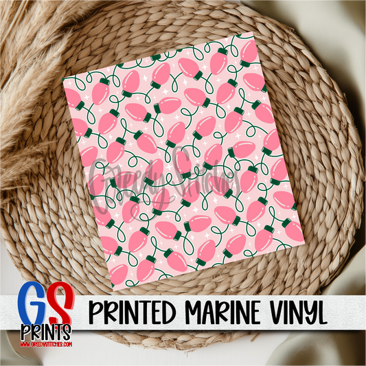 Pink Christmas Lights Marine Vinyl
