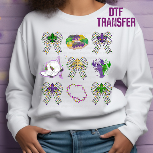 Mardi Gras Coquette Bow DTF Transfer