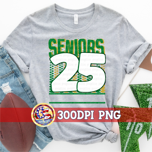 Seniors 25 Green Gold PNG - Senior Signatures Shirt PNG Design