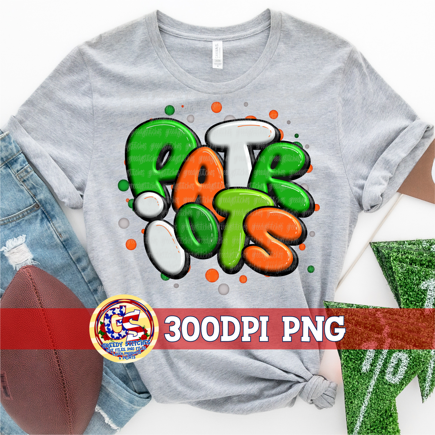 Patriots Graffiti PNG - Green White Orange